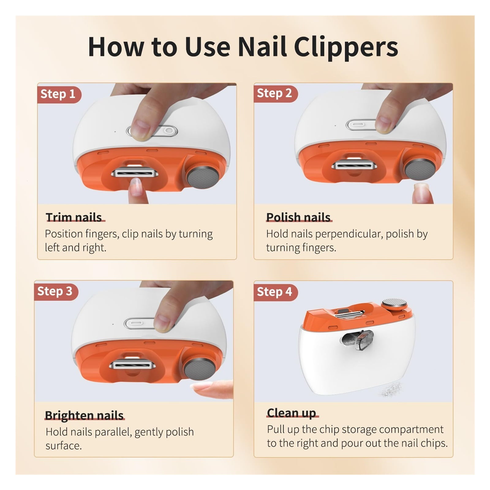 Automatic Nail Clipper, 2 in-1 Electric Nail Clipper and Nail Polisher, Electric Baby Nail Clippers with Light,USB Rechargeable Suitable for Travel, Daily Use