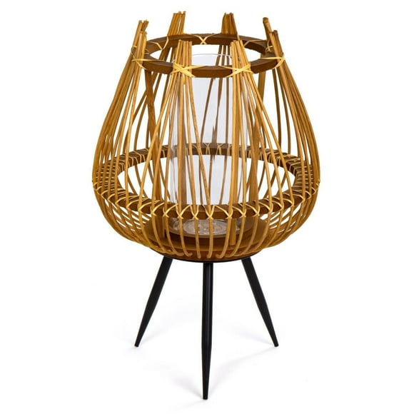 Truu Design Decorative Bamboo Floor Candle Holder with Legs