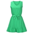 thumbnail image 5 of Bigersell Women Sleeveless Summer Dress Fashion Women Summer Casual V-Neck Bandage Solid Sleeveless Mini Dress Tall Faux-Wrap Dress Style 24742, Female Long Dresses Green XL, 5 of 9