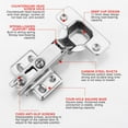 thumbnail image 5 of 2-Pack Frameless Cabinet Hinges, Soft-Closing Concealed European Style, 3D Adjustable Clip-On, 5 of 6