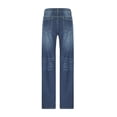 thumbnail image 4 of SELONE Womens Jeans Straight Leg Pull On Jeans Patchwork Loose Denim Pants Summer Basic Trousers with Pockets Dark Blue S, 4 of 6