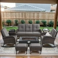 thumbnail image 2 of Opohoro 8-Piece Outdoor Patio Fire Pit Set with Sofa and Flat Arm, 43" Fire Pit Table, Propane Tank Cover for Deck Backyard, 2 of 20