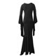 thumbnail image 4 of Moda mujer color sólido manga larga hombro retro tiras cadera vestido Fridja nbo1403, 4 of 5