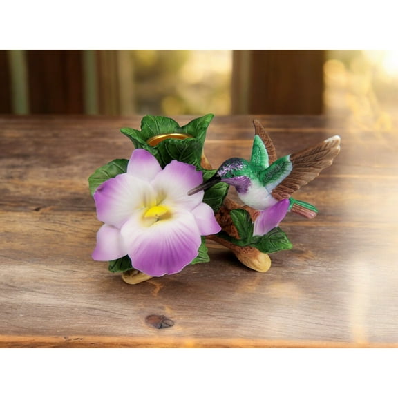 Ceramic Hummingbird with Flower Candle Holder, Home Decor, Gift for Her, Gift for Mom, Birdwatcher Gift