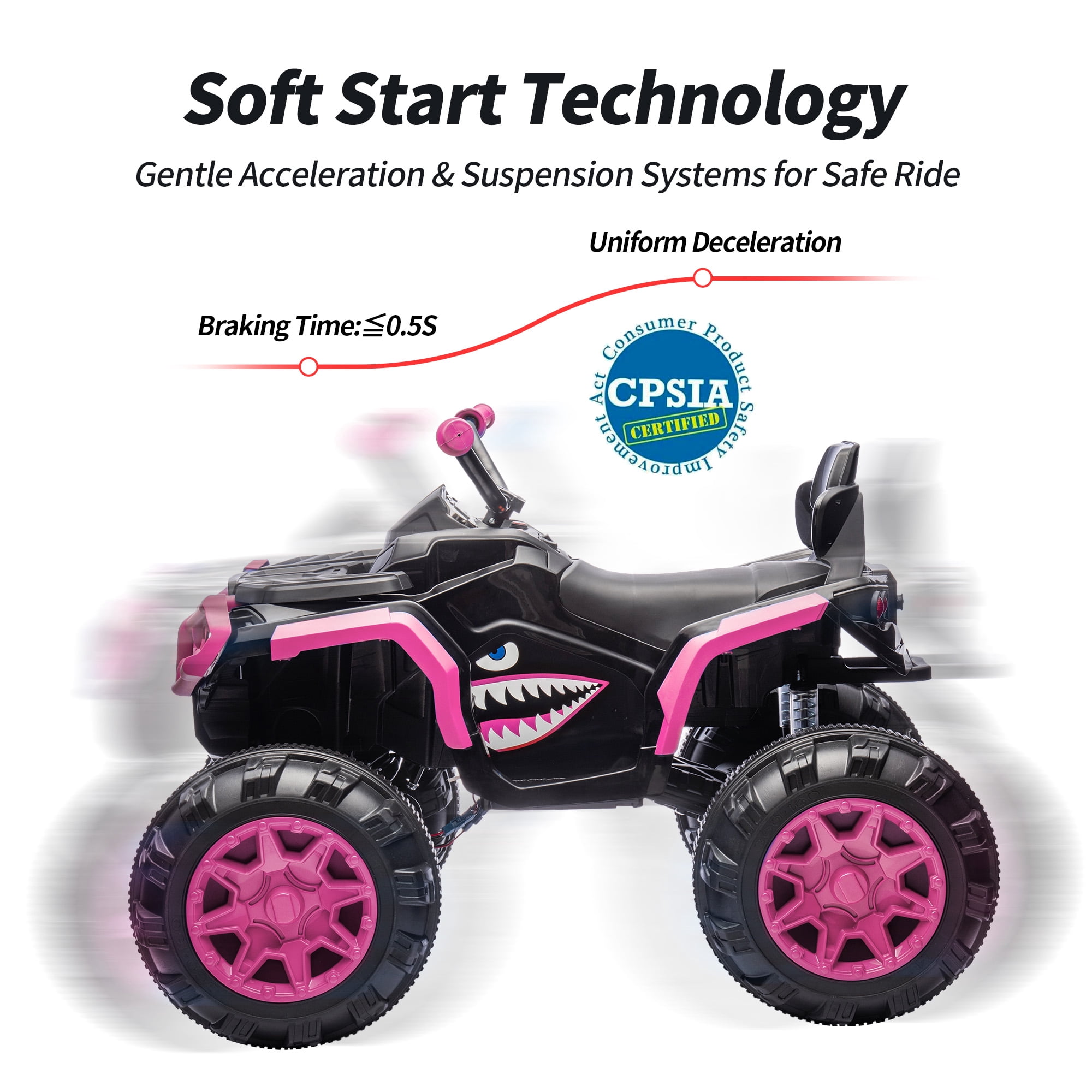 Hikiddo 24V Kids ATV 4-Wheeler, 24 Volt 4WD Ride on Toy for Big Kid w/ 4x200W Motor, 5.6Mph Max Speed - Pink