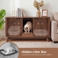 thumbnail image 6 of Innovar Home Cat Litter Box Enclosure - 47" Indoor Cat Washroom for 2 Cats, Large Wooden Hidden Cat Litter Box Furniture,Cats Cabinet with 2 Doors and Scratching Pad for Living Room Bedroom,Walnut, 6 of 11