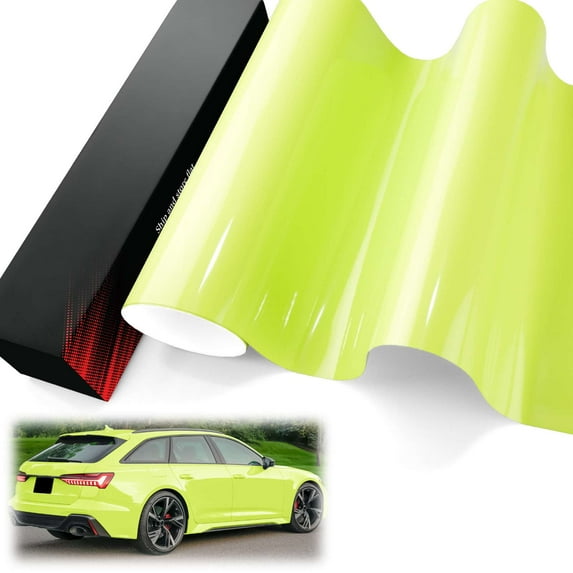 PET Liner Vinyl Super Gloss Acid Lime Automotive Wrap Car Vehicle Bubble Free Air Release