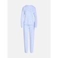 thumbnail image 5 of Joyspun Women's Fleece Crewneck Top and Jogger Pajama Set, 2-Piece, Relaxed Fit, Baby Blue, Size S, 5 of 5