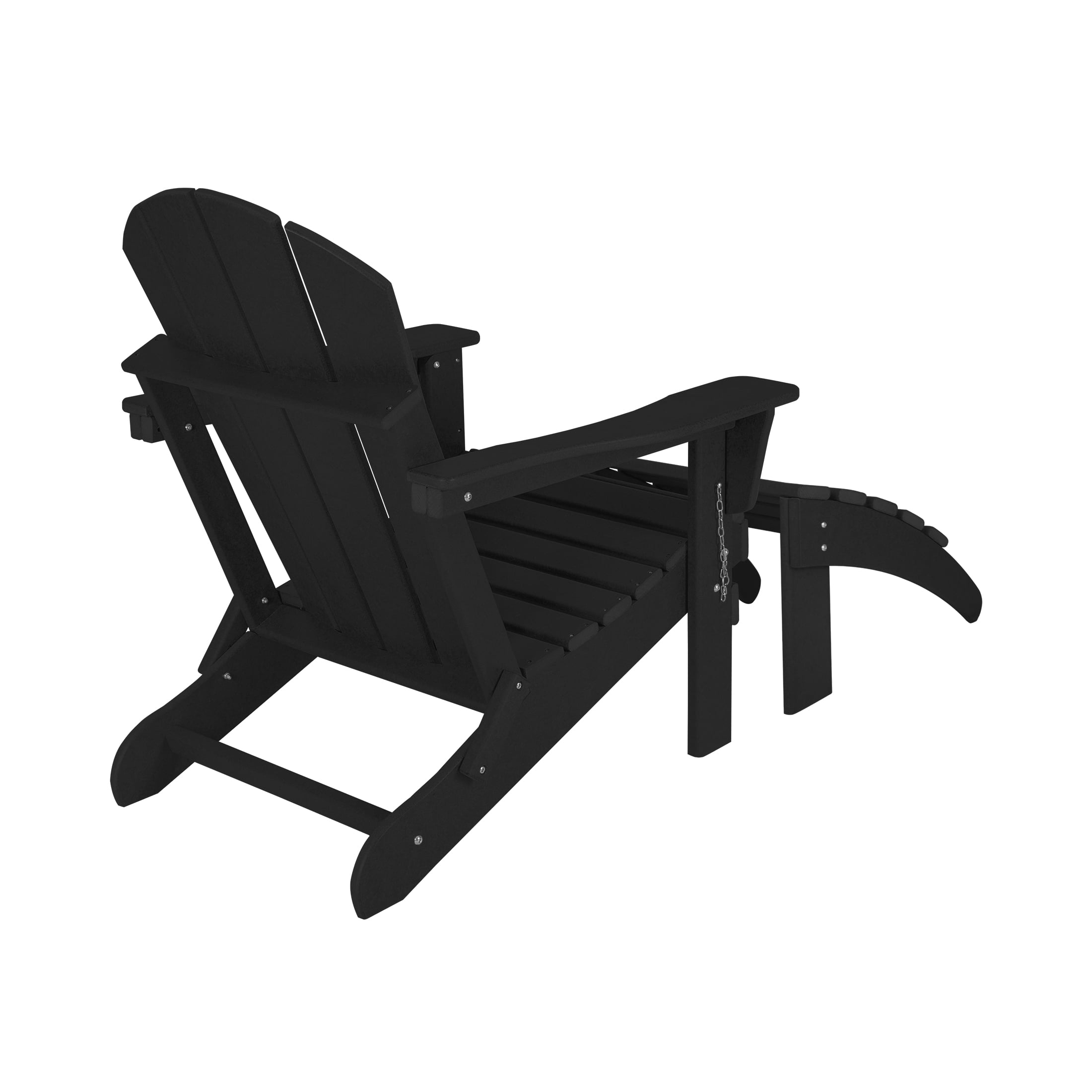 Westin Outdoor 2-Piece Set Plastic Adirondack Chair with Ottoman Footrest Included, Black