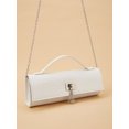 thumbnail image 2 of REMANLAND Women's PVC Snake Print Tote Clutch with Detachable Chain Strap, White, 2 of 7