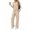 Beige, variant on Solid Two-piece set Women Fashion Long Sleeve Zipper Sweater Pullover Tie up Pocket Wide Leg Pant Suit Loose Casual Sport Sets