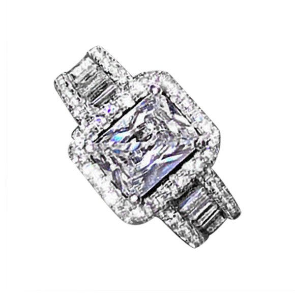 ZZHZGZ Canada Clearance Sale Europe and The United States Square Diamond S925 Silver Ring Fashion Lady Engagement Engagement Ring Jewelry