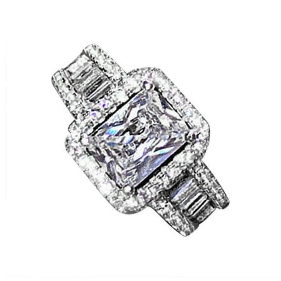 Vintage Rings for Women Cubic Zirconia Europe And The United States Square Diamond S925 Silver Ring Fashion Lady Engagement Engagement Ring Jewelry Size 5