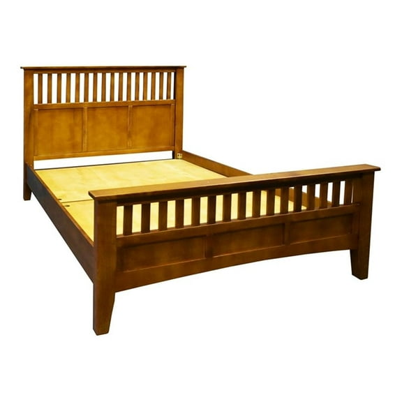 Crafters and Weavers Craftsman Mission Solid Wood Queen Bed with Slats in Cherry