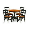 thumbnail image 2 of East West Furniture Antique 5-piece Dining Set w/ 4 Wood Chairs in Black/Cherry, 2 of 2