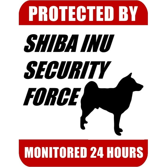 PCSCP Protected By Shiba Inu Security Force Monitored 24 Hours 9 inch x 11.5 inch Laminated Dog Sign