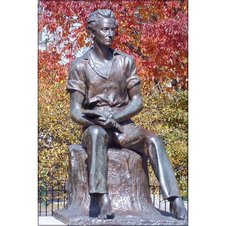 24 x36 Gallery Poster president abraham lincoln in his youth in sculpture at Senn Park Chicago