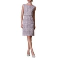 thumbnail image 1 of INSPIRE CHIC Vestido sin mangas de tweed para mujer, cuello barco, vestido de oficina, corte ajustado, XL, púrpura y rosa, 1 of 5