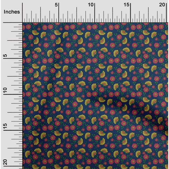 oneOone Silk Tabby Fabric Leaves & Floral Block Print Fabric By The Yard 42 Inch Wide