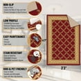 thumbnail image 3 of Ottomanson Trellis Area Rug 3'3" x 4'7" - Non Slip Low Pile Carpet, Burgundy Red, 3 of 11