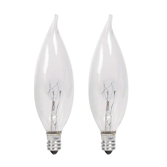 2Pk - Philips 7w 120v C7 CA5 Clear E12 Candelabra Mini Bent Tip Candle Light Bulb