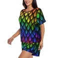 thumbnail image 2 of Daiia Dragon Scales Pattern Womens Pajama Sets Short Sleeve Pajamas for Women Sets Soft Lounge Sets Casual Round Neck Sleepwear PJS-XX-Large, 2 of 7