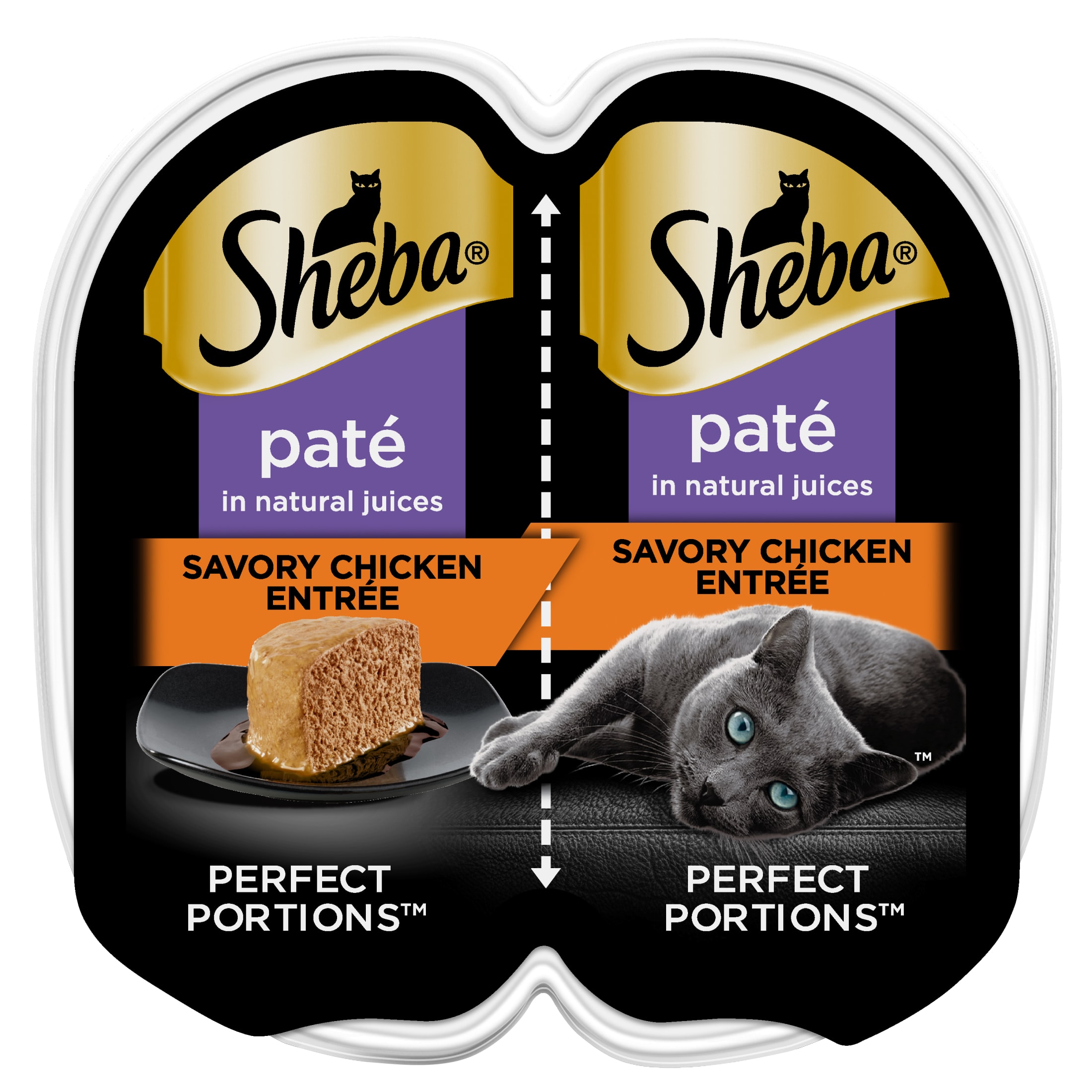 Sheba Wet Cat Food Pate, Savory Chicken Entree, 2.6 oz Perfect Portions Twin Pack Tray