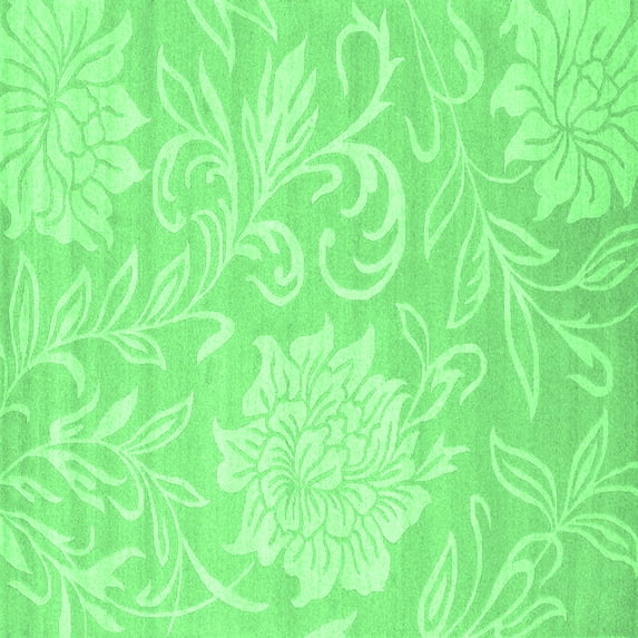 Ahgly Company Indoor Square Solid Emerald Green Modern Area Rugs, 3' Square