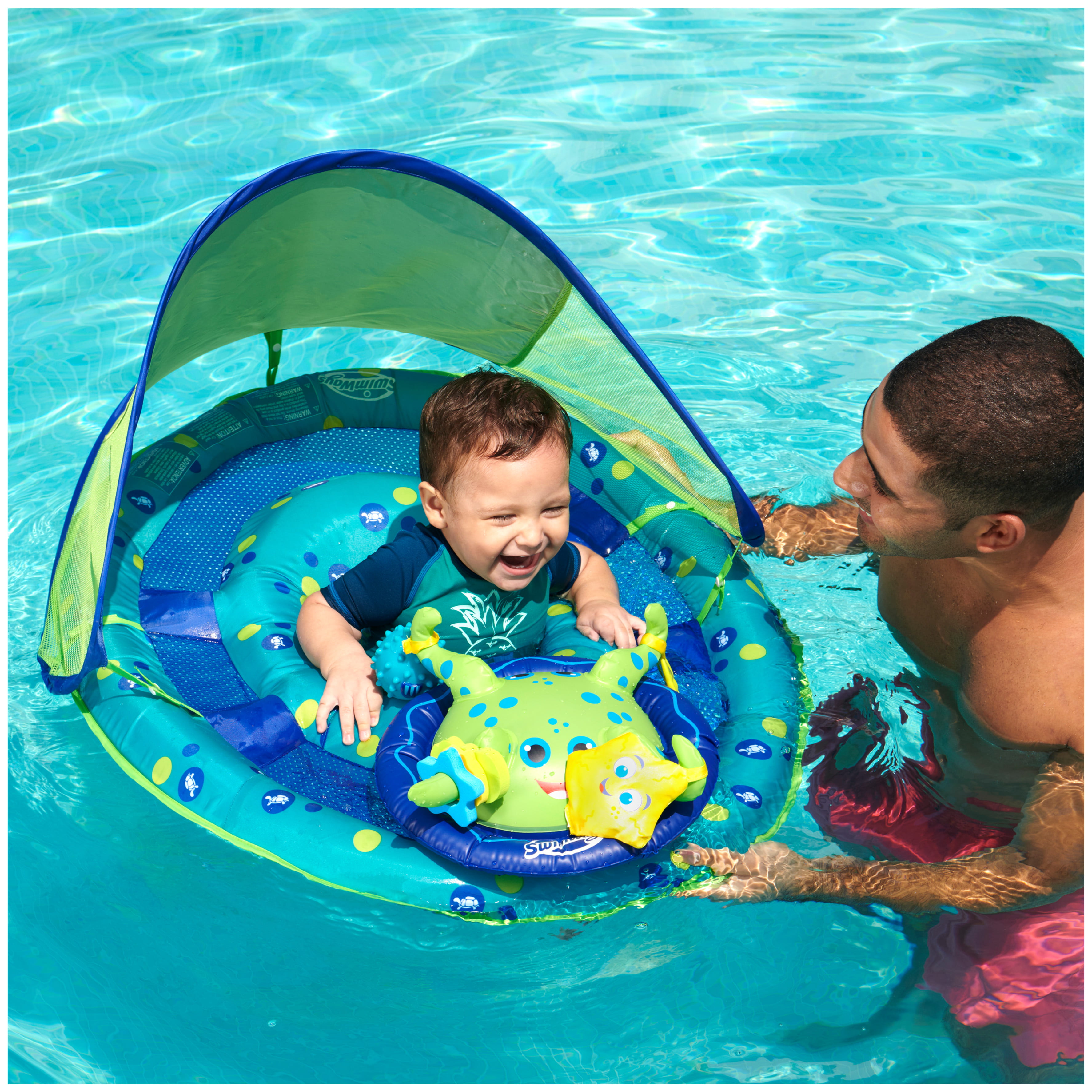 SwimWays Baby Spring Float Activity Center, Inflatable Float for Baby Boys, Blue/Green - image 2 of 8