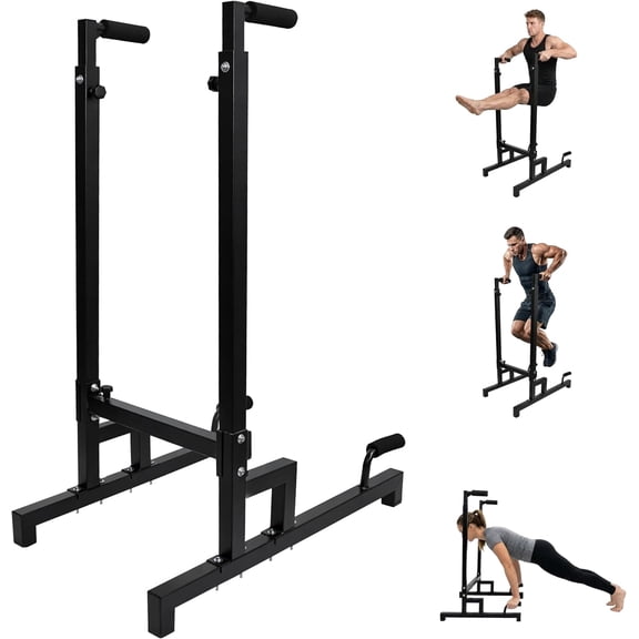 Dip Bar Station Heavy Duty Adjustable Dip Bars for Home & Gym Use – 32.87" L x 28.93" W x 52.35" H Parallel Dips Bar Stand 500 LBS Capacity Dip Bars for Home Strength Calisthenics Equipment