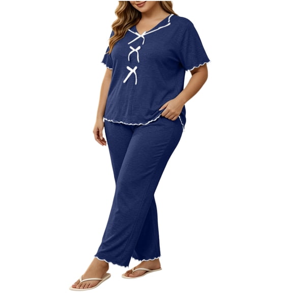 yillto Women Pajamas Set Lightweight Loungewear 2 Piece Plus Size Tops and Pjs Pants Bottoms