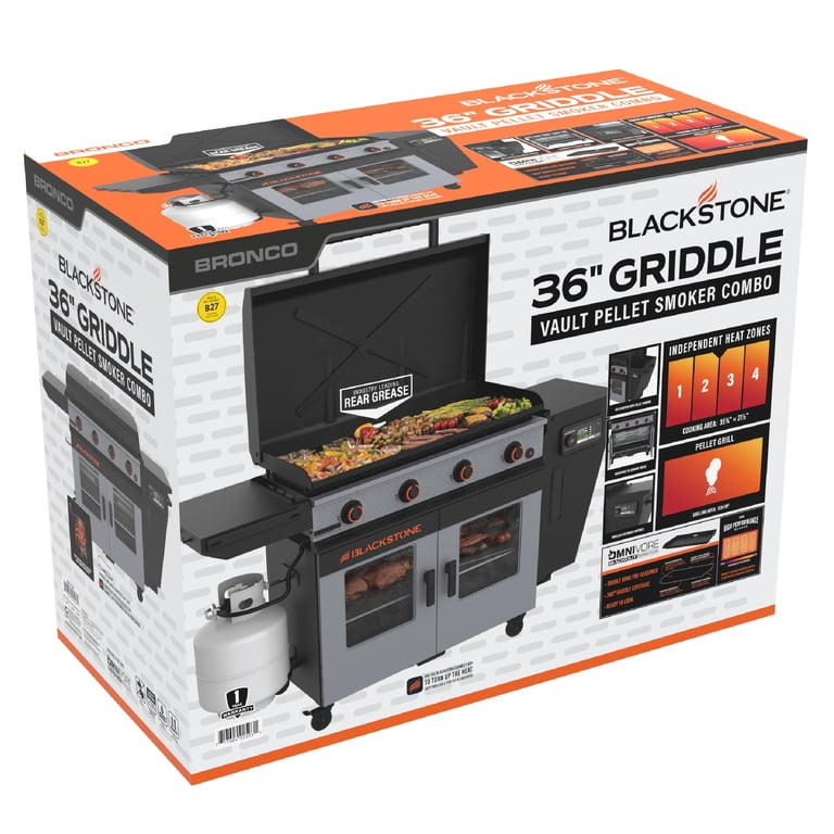 Blackstone Bronco Outdoor Combo Griddle, 36 Inch 4-Burner Flat Top