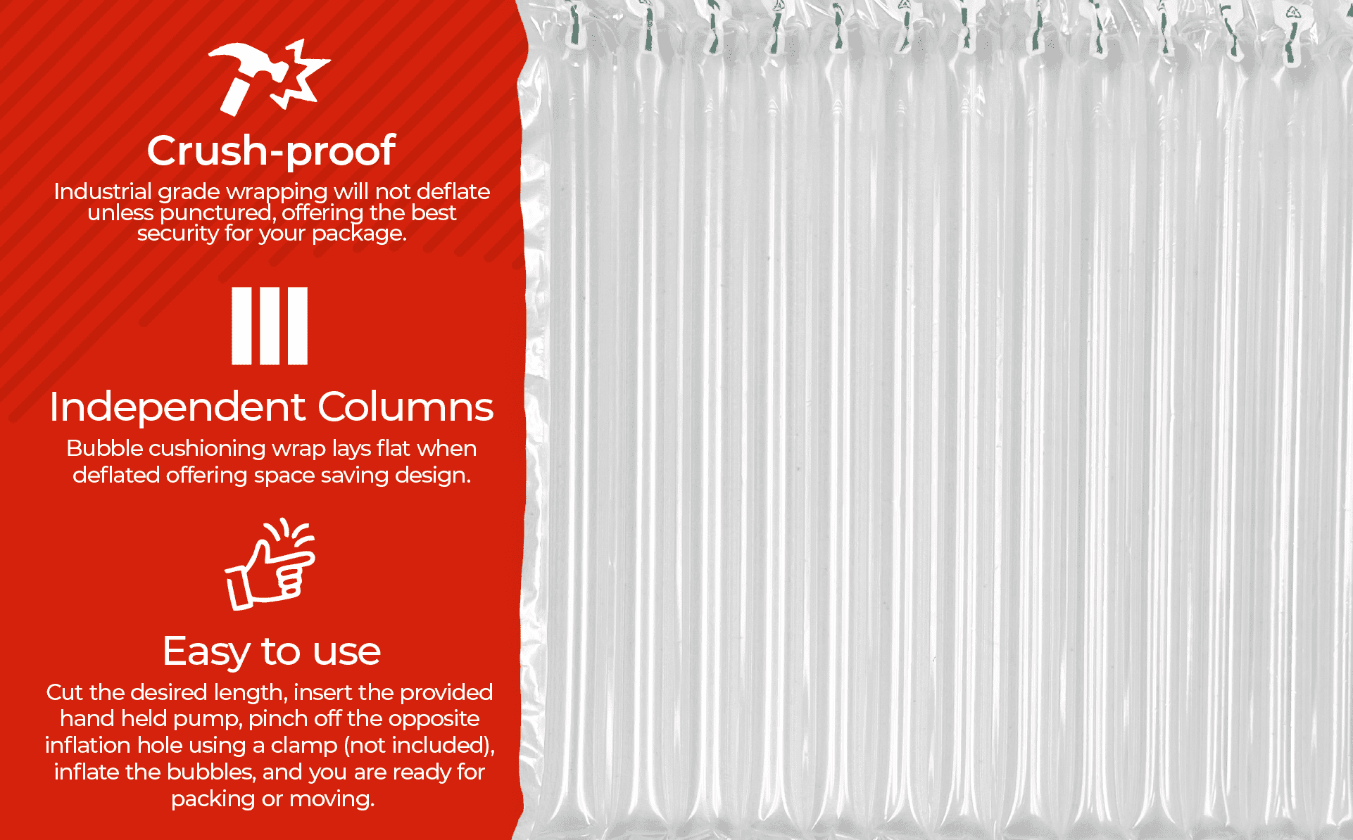 Innovative Haus 10" x 144' Inflatable Bubble Cushioning Wrap. Free Pump