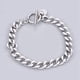 thumbnail image 1 of Pulsera de cadena de acero inoxidable 304 (1 unidad) con cierre de palanca y dije en forma de corazón, para mujer y hombre, de color plata., 1 of 2