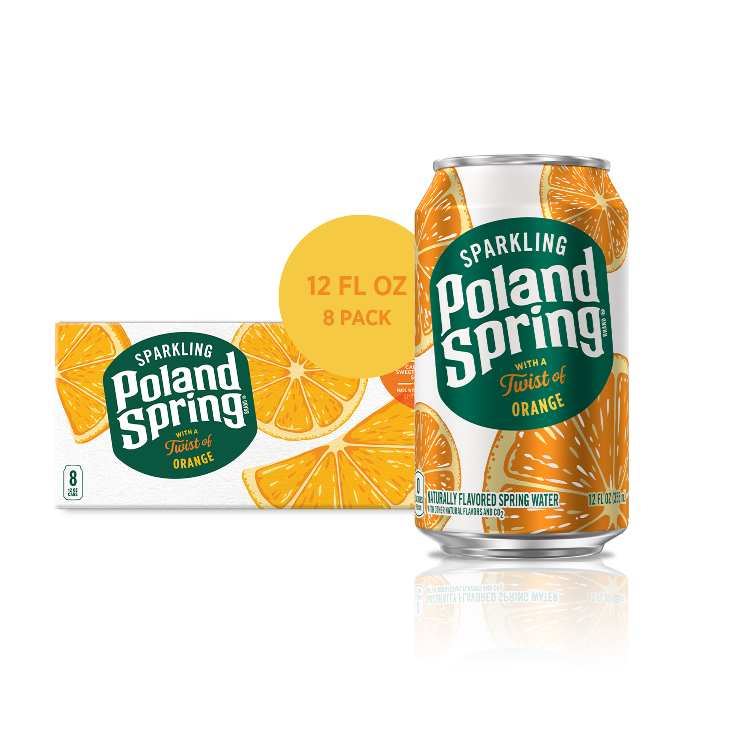 Poland Spring Sparkling Water, Orange, 12 oz. Cans (8 Count)