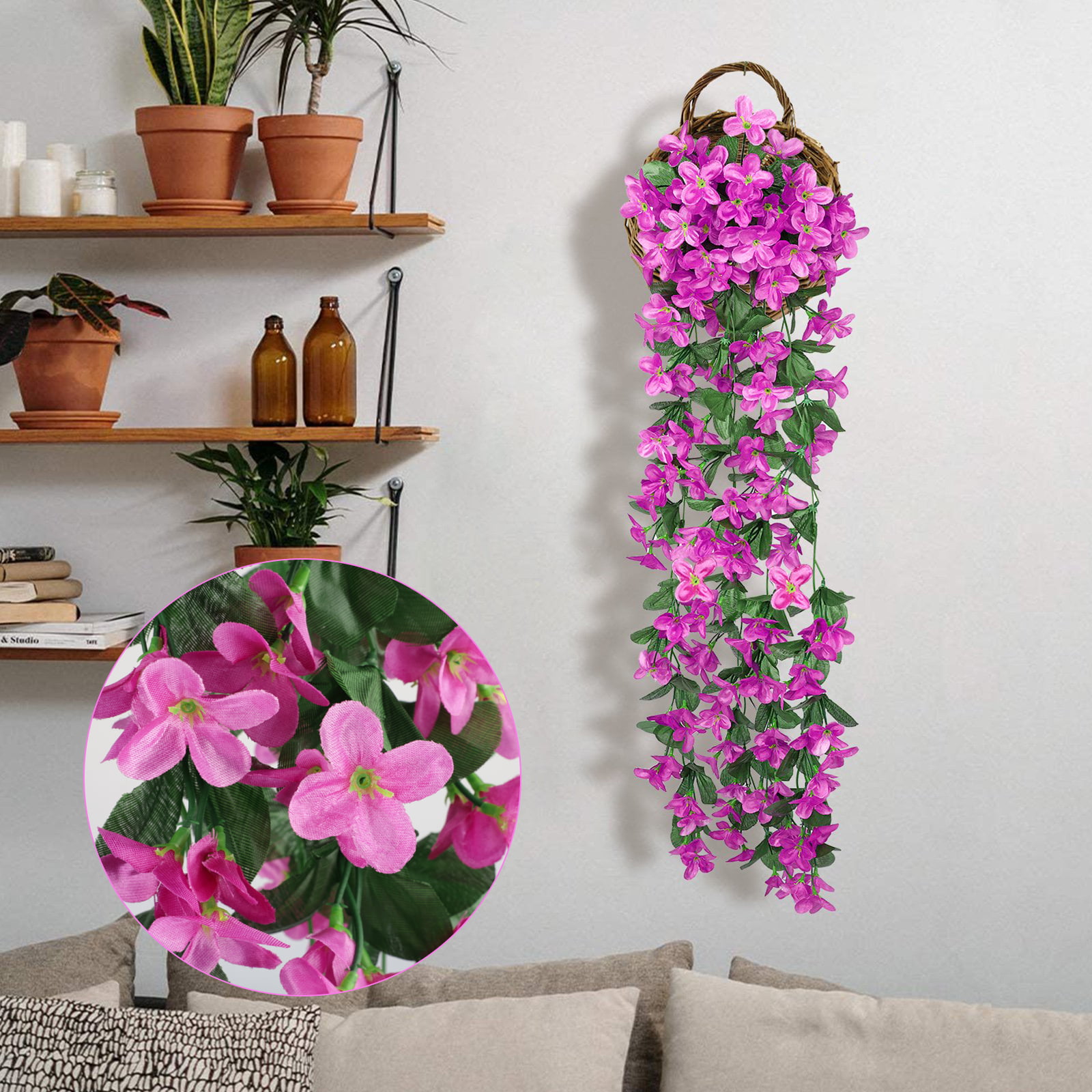 Artificial Fake Flower Vine Hanging Garland Plant Home Garden Decor Silk Orchid 