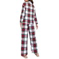 thumbnail image 5 of Biekopu Women 2 Pcs Pajamas Lounge Set,Plaid Turn-Down Collar Long Sleeve Shirts Tops and Pants Loungewear Outfits, 5 of 7