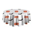 thumbnail image 5 of White Halloween Pumpkins and Bats Round Tablecloth 60"x60",Wrinkle Wipeable Table Cloth for Kitchen Dining Room Picnic Patio Party, 5 of 6