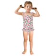 thumbnail image 3 of Girls' One-Piece Swimwear Girls' Bow Tie Strap One-Piece Swimming Suit with High Elasticity and Quick-Drying Ruffled Edges for Babies Pink Cherry Blossom Pattern 24 Months, 3 of 9