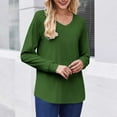 thumbnail image 7 of SYMOID Womens Green Long Sleeve V Neck Raglan Top - 95% Polyester 5% Spandex Stretch, Relaxed Fit Casual Everyday Layering Shirt, Budget-Friendly for Walmart,Size XL, 7 of 7
