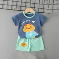 thumbnail image 2 of Uxgjfwu Toddler Boy Summer Outfits Cute Printed Short Sleeve Top and Shorts Set Summer Clothes, Sizes 3M-6T,Blue, 2 of 3