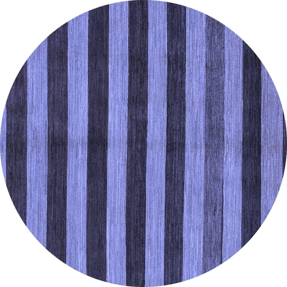 Ahgly Company Indoor Round Abstract Blue Modern Area Rugs, 7' Round