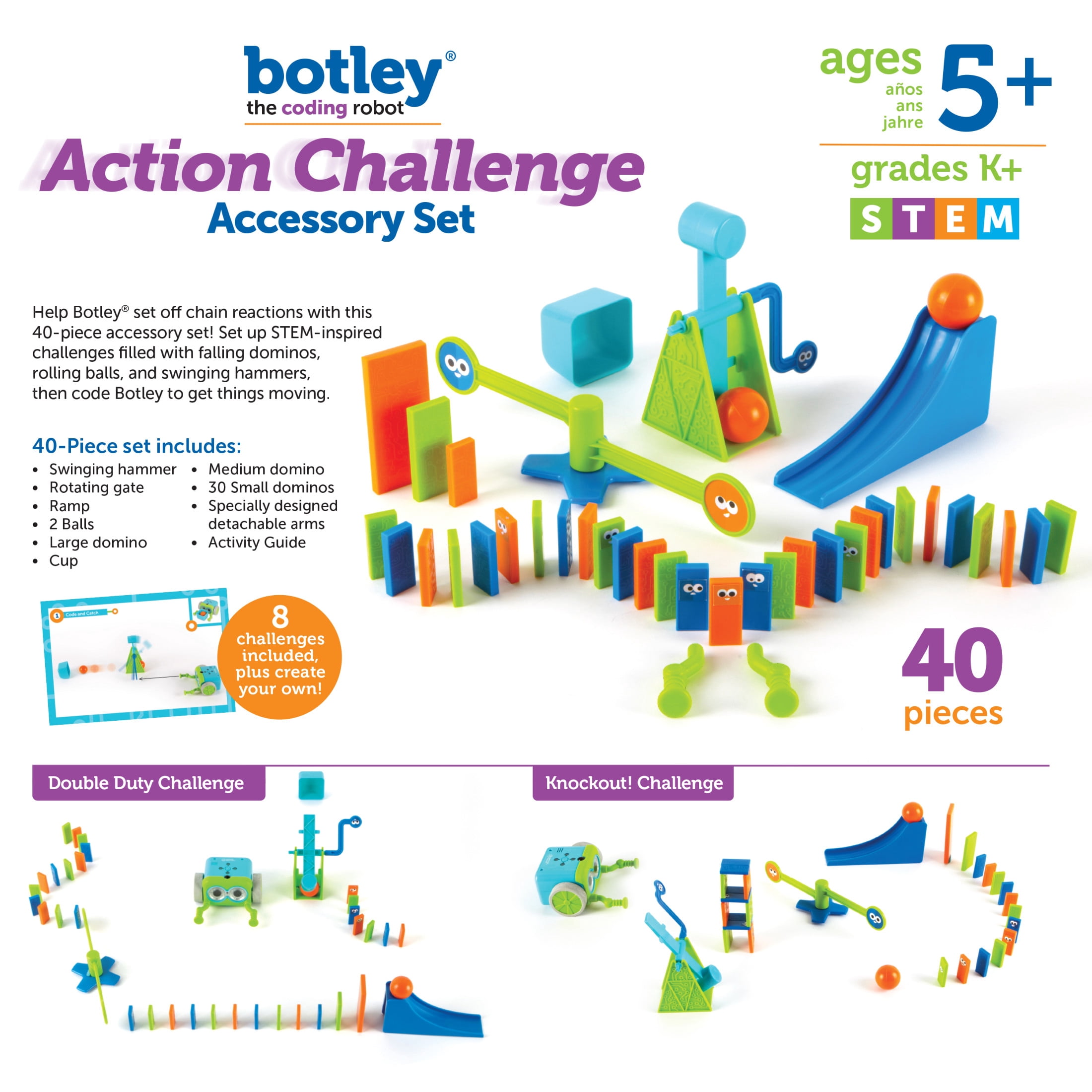 Learning Resources Botley Action Challenge Set - 40-Piece STEM Kit for Ages 5+