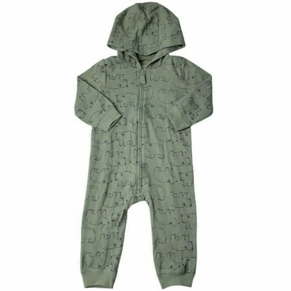 Carters Zip-Up 1 Piece Warm Long Sleeve Jumpsuit - Green 18M