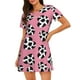 thumbnail image 1 of Balery heart with cow Camisón de manga corta con cuello redondo para mujer, cómodo y elegante., 1 of 6