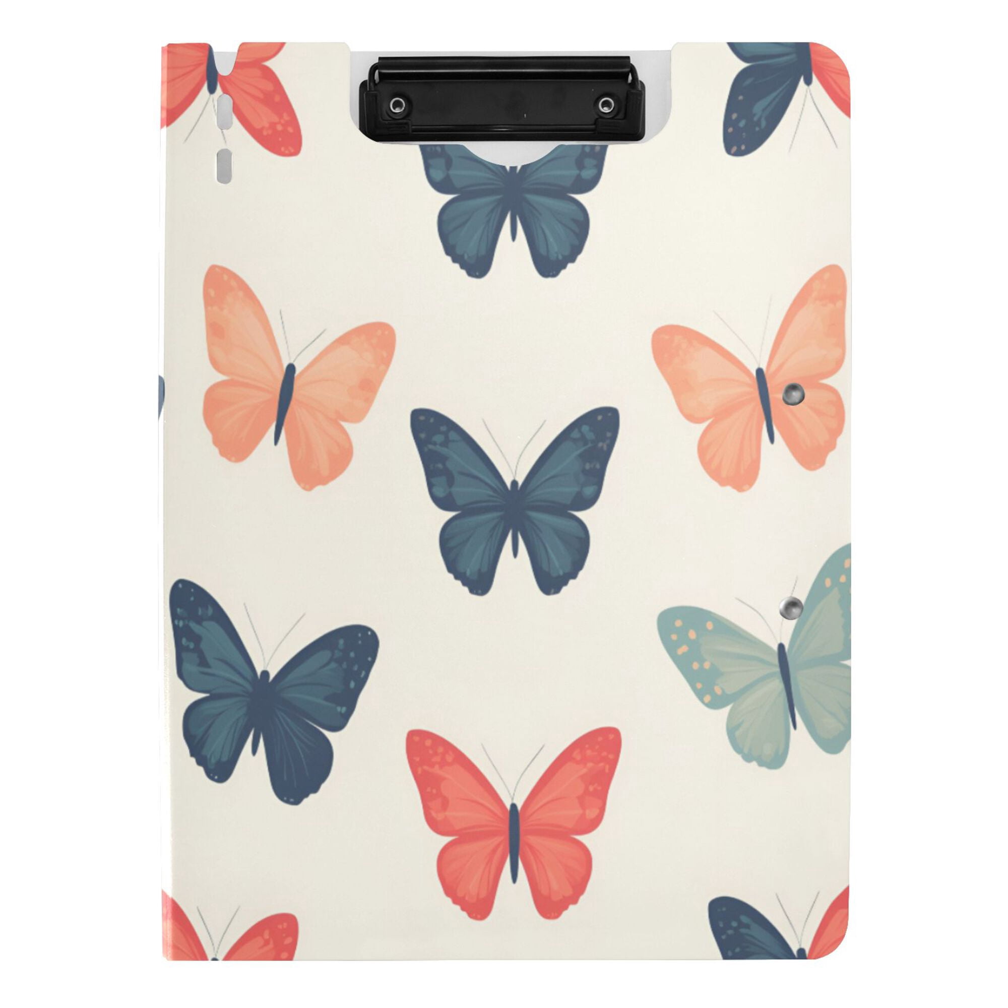 FORMRS A4 Clipboard Folder with Pen Holder Horizontal Foldable School Office Binder, Orange Butterflies