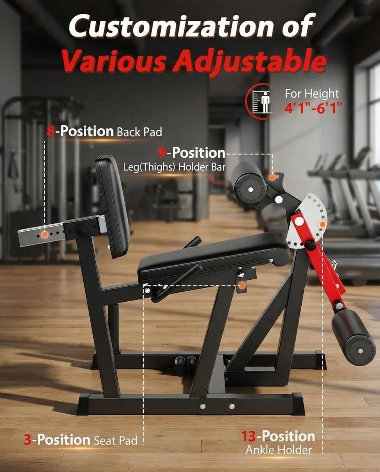 4-in-1 Adjustable Leg Extension and Twist Machine for Home Gym – 700LBS Capacity Strength Training Equipment – Multi-Function Leg Press, Squat, Lower Body Workout Bench – Heavy Duty