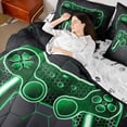 thumbnail image 4 of Homewish Abstract Gradient Gamer 7-Piece Bedding Comforter Set For Kids Teens Adults,Video Game King Bedding Sets,Geometric Honeycomb Ultra Soft Bed Sheets,Super Cozy Room Decor,Reversible, 4 of 8