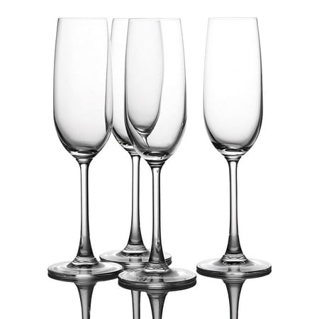 

| Champagne Flute Set of 4 | Hand Blown Italian Style Crystal Clear Glass with Stem | Lead-Free Premium glasses as gift sets (25 oz)