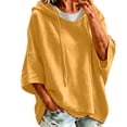 thumbnail image 3 of HongQid Womens Hoodie Drawstring Hood Short Batwing Sleeve Cropped Oversized Spring Fall Long Sleeve Ladies Trendy Casual Outfit Clothing Pullover Sweatshirt, 3 of 8